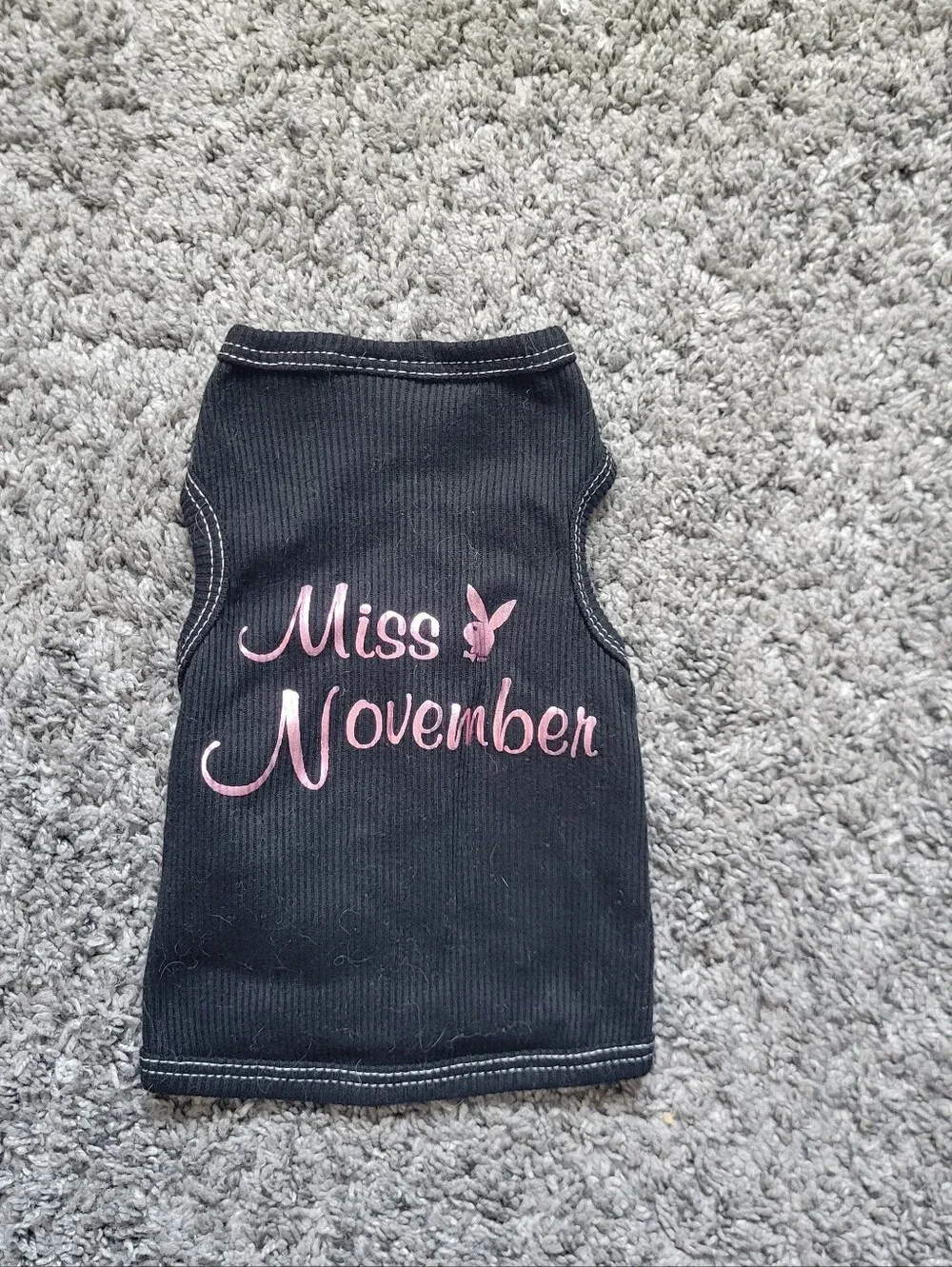 Pet 'Miss November' Pet Tank Top with Pink Playboy Bunny Size Xsm Blk *NWOT